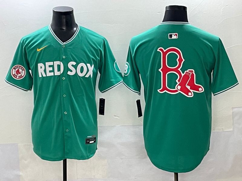 Men 2025 Boston Red Sox Blank Green Joint Name Nike MLB Jersey style 8